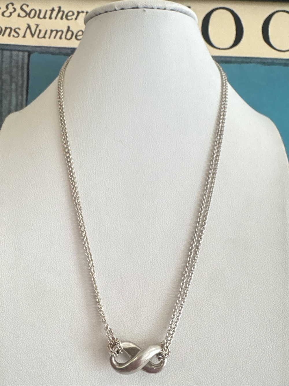 Tiffany & Co. 925 Sterling Silver Double Chain Infinity Necklace
